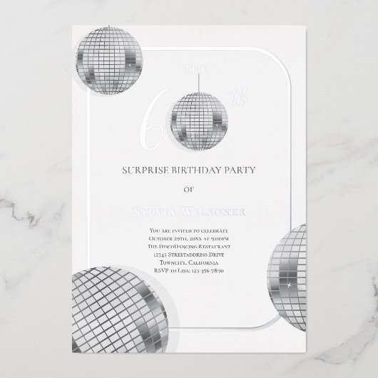 Disco Überraschung 60. Geburtstagsparty Folieneinladung (Vorderseite)