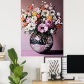 Disco-Vase mit Blumen Poster (Heimbüro)