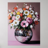 Disco-Vase mit Blumen Poster (Vorne)