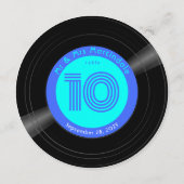 Disco Vinyl Record Blue Aqua Wedding Tischnummer (Rückseite)