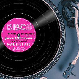 DISCO Vinyl Record - Groovy Lila Label Save The Date