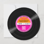 Disco Vinyl Record Rosa Streifen Hochzeit Einladung (Rückseite)