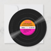 Disco Vinyl Record Rosa Streifen Hochzeit Save The Date (Vorderseite)