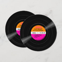 Disco Vinyl Record Rosa Streifen Hochzeit Save The Date