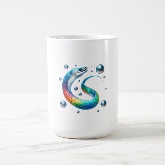 Disco Wave Eel - Rainbow Watercolor Dance Spiral Kaffeetasse (Mittel)