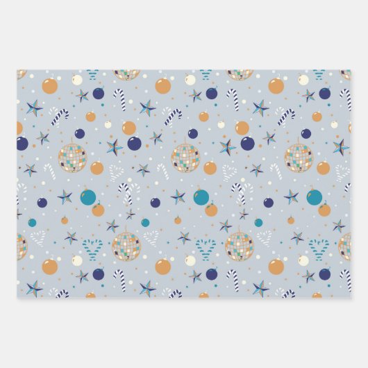 Disco Weihnachtswrapping Paper Flat Sheet Set 3 Geschenkpapier Set (Vorderseite 3)