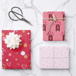 Disco Weihnachtswrapping Paper Flat Sheet Set 3 Geschenkpapier Set