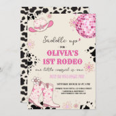 Disco Western Erster Geburtstag Einladung (Vorne/Hinten)