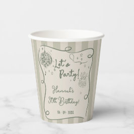 Disco Whimsical Hand Drawn Funky 30. Geburtstag Pappbecher