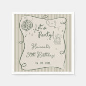 Disco Whimsical Hand Drawn Funky 30. Geburtstag Serviette (Vorderseite)