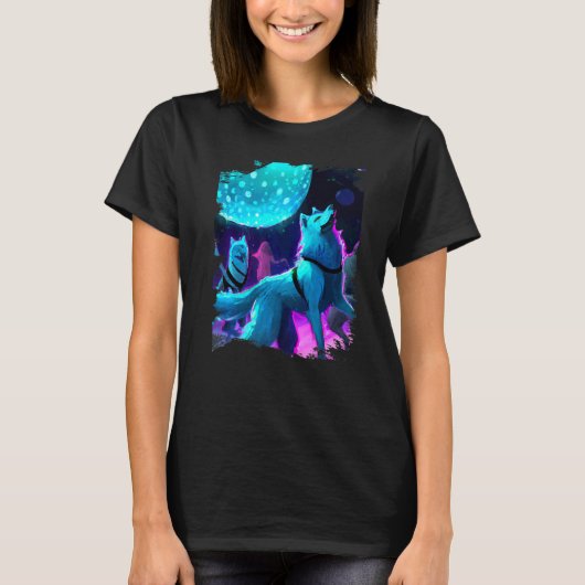 Disco-Wolf Wölfe Tanz-Rave T-Shirt (Vorderseite)