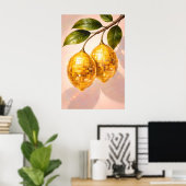 Disco-Zitronenposter, Retro-Discokugel-Fruchtkunst Poster (Heimbüro)