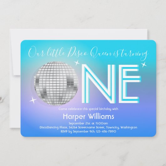 Disco zum ersten Geburtstag Einladung (Vorderseite)