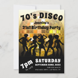 Disco zum Geburtstag | Gold Glitzer Ball Einladung