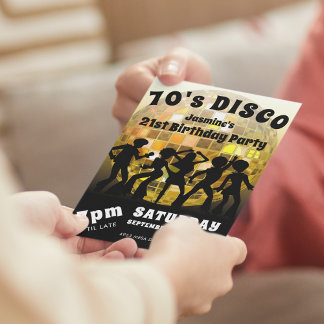 Disco zum Geburtstag | Gold Glitzer Ball Einladung