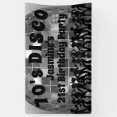 Disco zum Geburtstag | Silver Glitzer Ball Banner (Vertikal)
