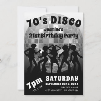Disco zum Geburtstag | Silver Glitzer Ball Einladung