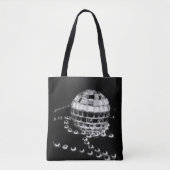 Discoball b&w Foto wandelte schwarze Taschentasche Tasche (Vorderseite)