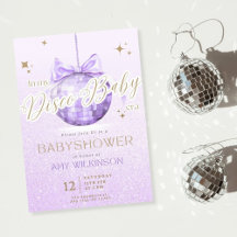 Discoball Babydusche Einladung