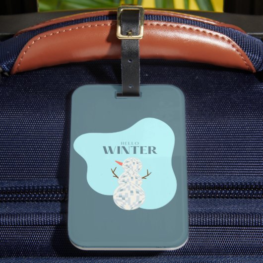 Discoball Snowman Gepäckanhänger (Vorderseite Insitu 2)