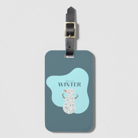 Discoball Snowman Gepäckanhänger (Vorderseite Vertikal)