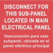 Disconnect For Sub-Panel Located In Main Panel Aufkleber (Vorderseite)