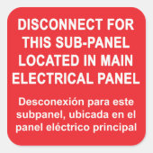 Disconnect For Sub-Panel Located In Main Panel Quadratischer Aufkleber (Vorderseite)