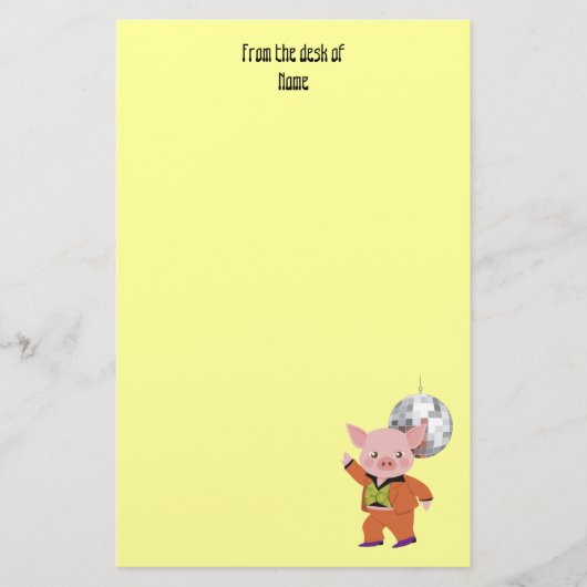 Discoschwein mit Discoball Briefpapier (Vorderseite)