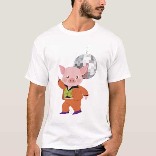 Discoschwein mit Discoball T-Shirt (Vorderseite)