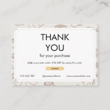 Discount and Thank you Card for Small Coffee Shop