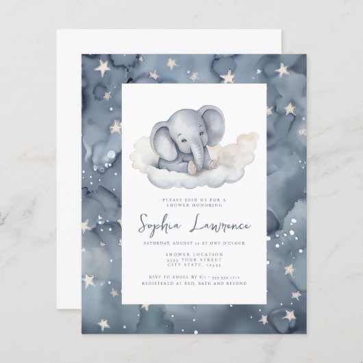 Discount Baby Elephant Baby Shower Einladung (Vorne/Hinten)