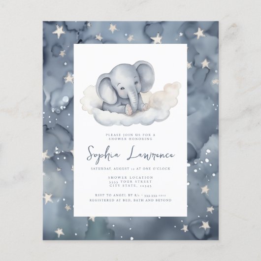 Discount Baby Elephant Baby Shower Einladung (Vorderseite)