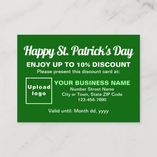 Discount Card Business Saint Patrick Green Rabattkarte (Vorderseite)