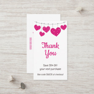 Discount Card Pink Heart Garland Rabattkarte