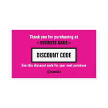 Discount Code Card, vielen Dank für Ihre