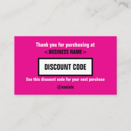 Discount Code Card, vielen Dank für Ihre Visitenkarte