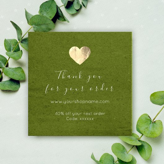 Discount-Code Logo Gold Heart Kraft Danke Green Geschenkanhänger