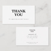 Discount Code Thank You Card Small Business Visitenkarte (Vorne/Hinten)