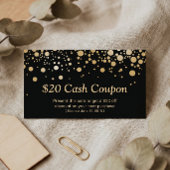 Discount Coupon Card Bright Black Gold Confetti