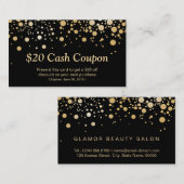 Discount Coupon Card Bright Black Gold Confetti (Vorne/Hinten)