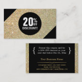 Discount Coupon Card Gold Glitzer Black Fashion (Vorne/Hinten)