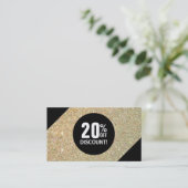Discount Coupon Card Gold Glitzer Black Fashion (Stehend Vorderseite)