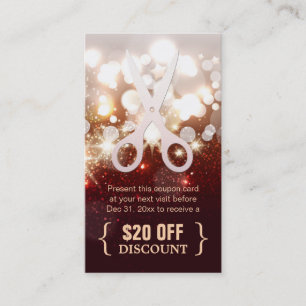 Discount Coupon Hair Stylist Gold Glitzer Sparkone