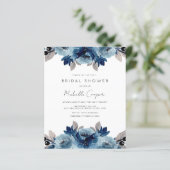 Discount Elegant Dusty Blue und Navy Floral (Stehend Vorderseite)