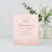 Discount Rose Gold Glitzer Quinceanera Einladung (Stehend Vorderseite)