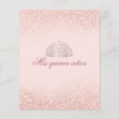 Discount Rose Gold Glitzer Quinceanera Einladung (Rückseite)