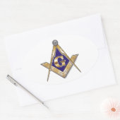 Discreet Blue Square & Compasses Ovaler Aufkleber (Umschlag)