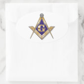 Discreet Blue Square & Compasses Ovaler Aufkleber (Tasche)