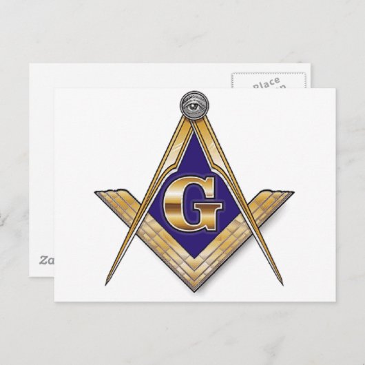 Discreet Blue Square & Compasses Postkarte (Vorne/Hinten)