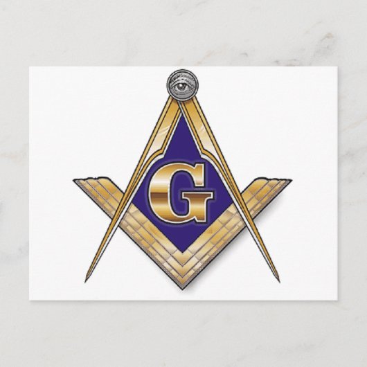 Discreet Blue Square & Compasses Postkarte (Vorderseite)